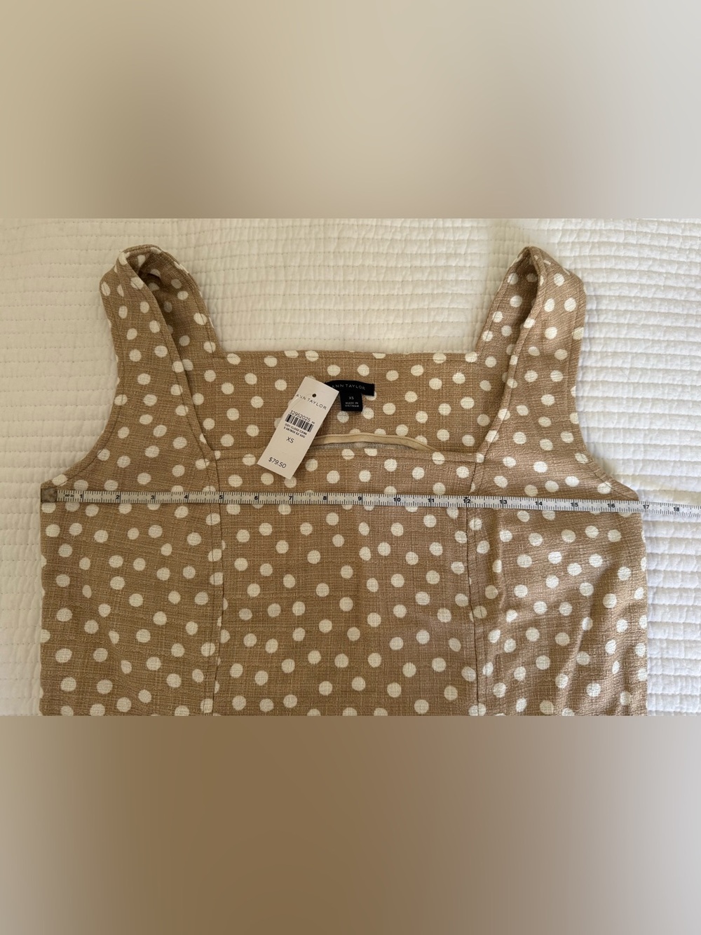 NWT Ann Taylor Beige Polka Dot Peplum Top - XS - Picture 8 of 9
